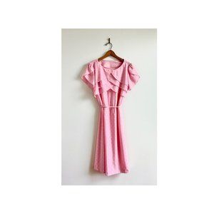 80s bubblegum polka dot ruffled bust dress 1980s vintage